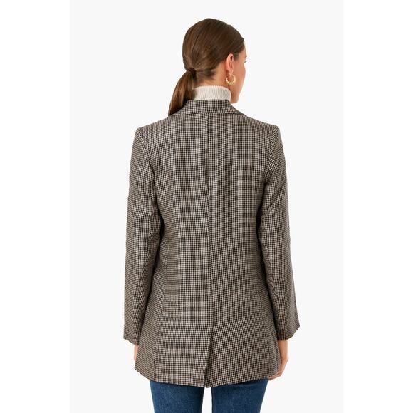 Emerson Fry Tuckernuck Dinner Jacket Blazer Brown Houndstooth Linen Buttton 4 - Picture 6 of 13